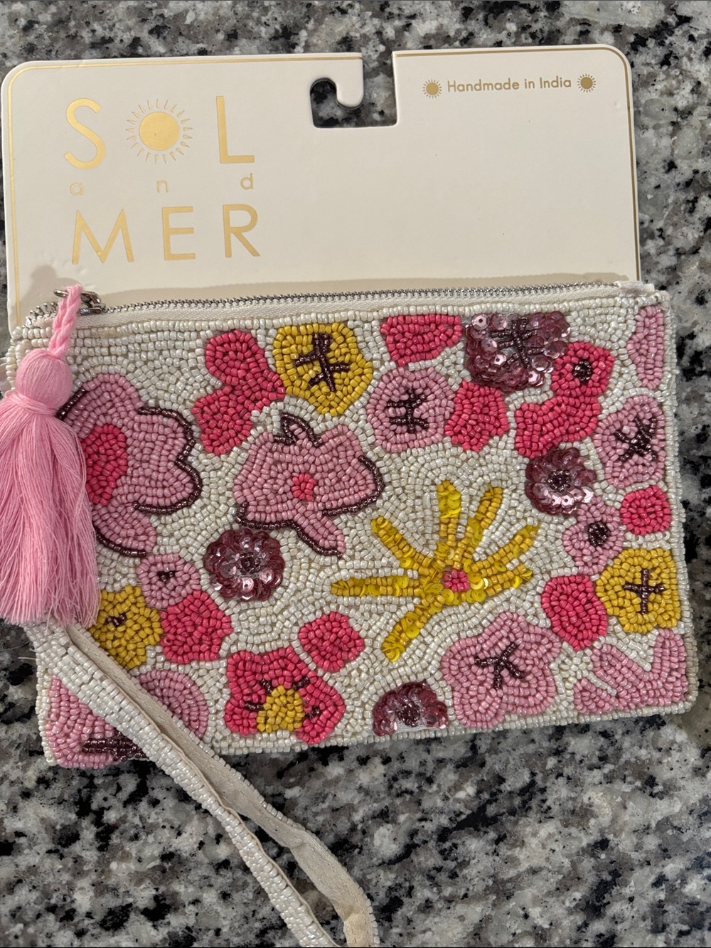 Sol and Mer Floral Beaded Wristlet Clutch